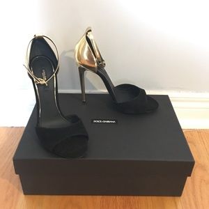 Dolce and Gabbana black and gold stiletto heels